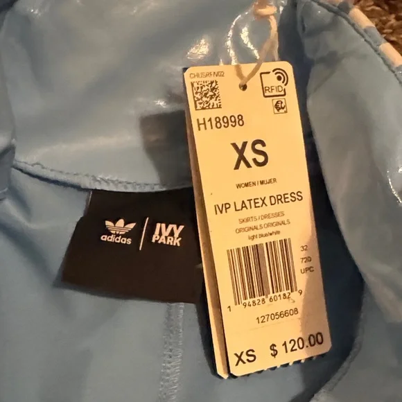 Adidas Ivy Park Light Blue Latex Dress - Picture 2 of 4